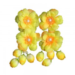 中原戏装戏曲戏剧鬓花京剧旦角头饰青衣花旦小姐新款双朵花海棠花