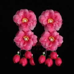 中原戏装戏曲戏剧鬓花京剧旦角头饰青衣花旦小姐新款双朵花海棠花