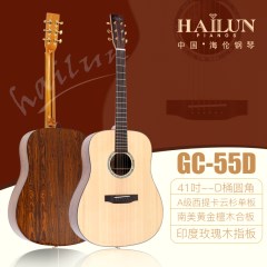 HALLUN海伦学生民谣吉他初学者练习吉他专业演奏男女GC-55系列
