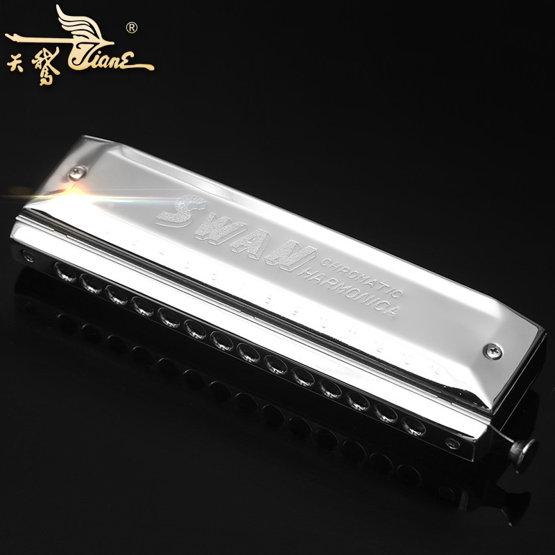 天鹅14孔56音成人儿童学生半音阶c调口琴初学专业晋级演奏教学