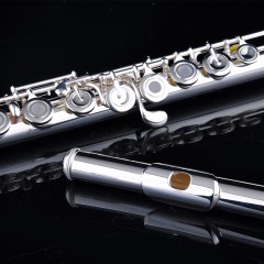 长笛 17开闭镀银日本管体 纯银吹口片 专业笛法式按键 美德威乐器