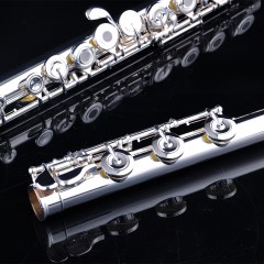 长笛 17开闭镀银日本管体 纯银吹口片 专业笛法式按键 美德威乐器