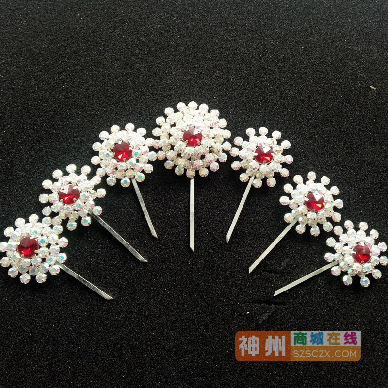 中原戏装 戏曲七彩水钻头面宝石 京剧头饰宝石花 水钻泡子 泡子