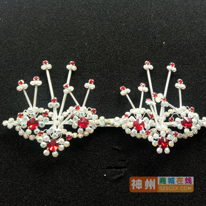 戏曲戏剧水钻头饰 头面 青衣花旦小姐配件双光七彩三马眼大宝石