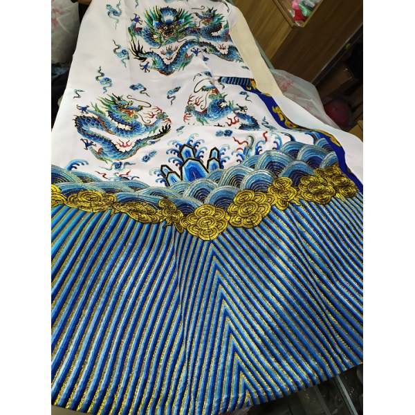 中原戏装京剧越剧戏曲服装皇帝皇上王爷龙袍蟒袍 大缎勾团龙蟒