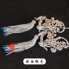 中原戏装戏曲京剧青衣花旦小姐水钻头饰戏剧双光七彩水钻偏凤边凤