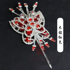 中原戏装戏曲大蝴蝶顶花双光七彩水钻木钻头面京剧青衣花旦包头饰