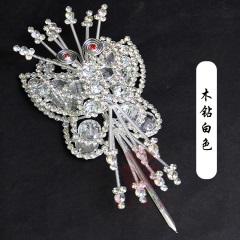 中原戏装戏曲大蝴蝶顶花双光七彩水钻木钻头面京剧青衣花旦包头饰