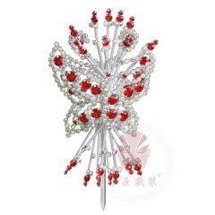 中原戏装戏曲大蝴蝶顶花双光七彩水钻头面京剧青衣花旦小姐包头饰