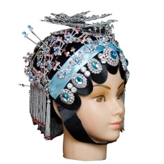 中原戏装戏曲一体头面六一儿童节表演出京剧花旦水钻包头全套整头