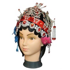 中原戏装戏曲头面木钻一体式整套头面戏剧京剧小姐头套木钻包头