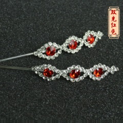 中原戏装戏曲青衣花旦头饰压鬓簪双光七彩水钻京剧戏剧头面三连珠