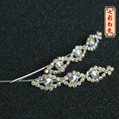 中原戏装戏曲青衣花旦头饰压鬓簪双光七彩水钻京剧戏剧头面三连珠