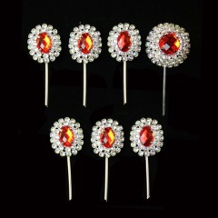 中原戏装戏曲头饰女七星泡子戏剧木钻头面京剧头饰宝石花额头泡子