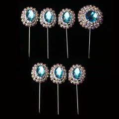 中原戏装戏曲头饰女七星泡子戏剧木钻头面京剧头饰宝石花额头泡子