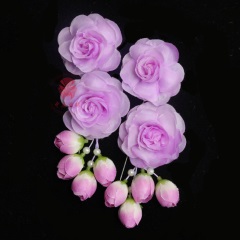 中原戏装戏曲戏剧鬓花京剧旦角头饰青衣花旦小姐新款双朵花月季花