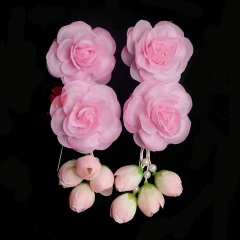 中原戏装戏曲戏剧鬓花京剧旦角头饰青衣花旦小姐新款双朵花月季花