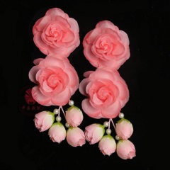 中原戏装戏曲戏剧鬓花京剧旦角头饰青衣花旦小姐新款双朵花月季花