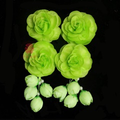 中原戏装戏曲戏剧鬓花京剧旦角头饰青衣花旦小姐新款双朵花月季花