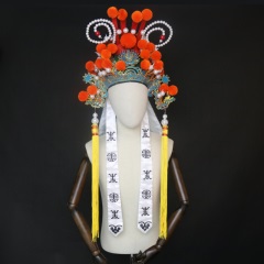 中原戏装戏曲夫子盔关公盔帽子京剧豫剧武财神点绸绿项羽霸王盔