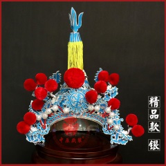 中原戏装戏曲尖顶帅盔头戏剧岳飞帽将军武将帅盔京剧盔帽子一开盔