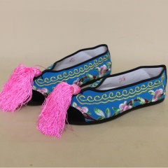 中原戏装戏曲彩鞋青衣花旦小姐绣花鞋戏鞋女古装纳米胶底平底彩鞋