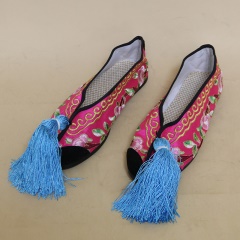 中原戏装戏曲彩鞋青衣花旦小姐绣花鞋戏鞋女古装纳米胶底平底彩鞋