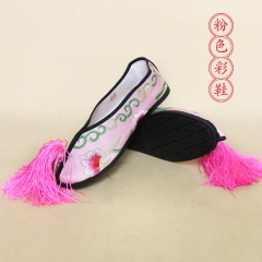 中原戏装戏曲平底彩鞋青衣花旦小姐绣花鞋戏鞋女古装纳米胶底彩鞋