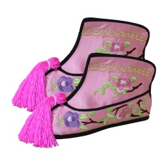 中原戏装戏曲鞋靴女彩快纳米胶底绣绣花彩快靴快靴女打鞋武旦靴子