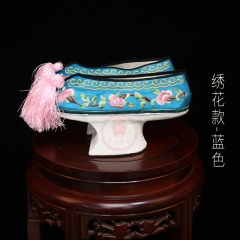 中原戏装旗鞋戏曲花盆底古装格格贵妃娘娘满族鞋清代女绣花彩鞋