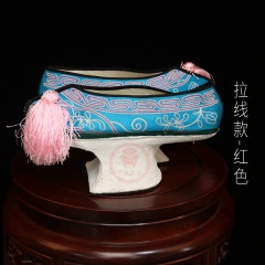 中原戏装旗鞋戏曲花盆底古装格格贵妃娘娘满族鞋清代女绣花彩鞋