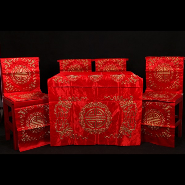 中原戏装 戏曲戏剧 桌围 桌椅披 全金绣桌椅搭 红一桌四椅 10件套