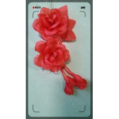 中原戏装 戏曲戏剧头花 鬓花 绢花 鬓角花 金丝绸双朵 次双朵双花