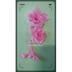 中原戏装 戏曲戏剧头花 鬓花 绢花 鬓角花 金丝绸双朵 次双朵双花