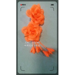 中原戏装 戏曲戏剧头花 鬓花 绢花 鬓角花 金丝绸双朵 次双朵双花