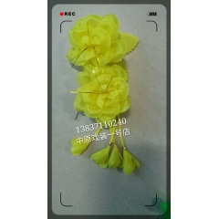 中原戏装 戏曲戏剧头花 鬓花 绢花 鬓角花 金丝绸双朵 次双朵双花