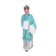 中原戏装京剧豫剧戏曲服装女装花旦青衣戏服好绉勾金花边青衣披